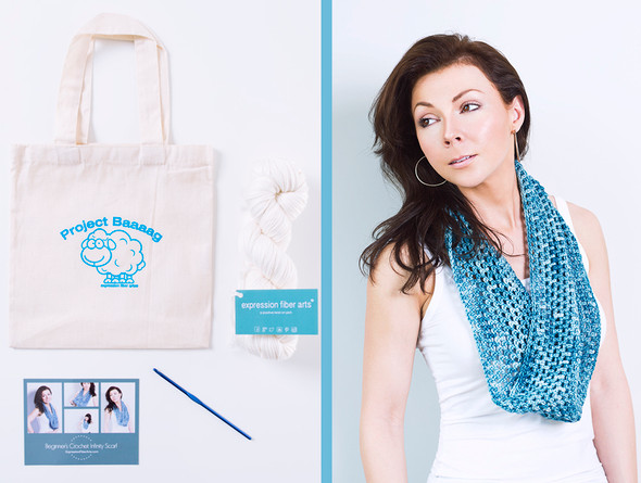 Beginner Crochet Infinity Scarf Kit - Choose Your Color