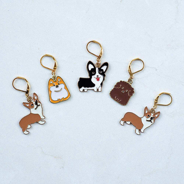 Enamel Puppers Stitch Markers – Set of 5
