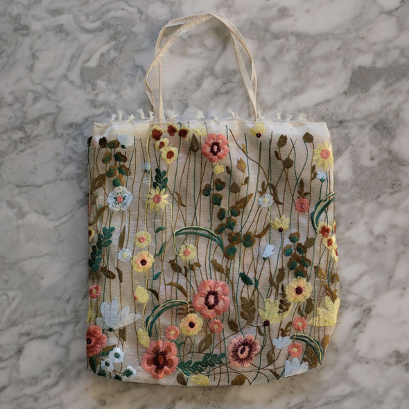Embroidered Wildflower Bag